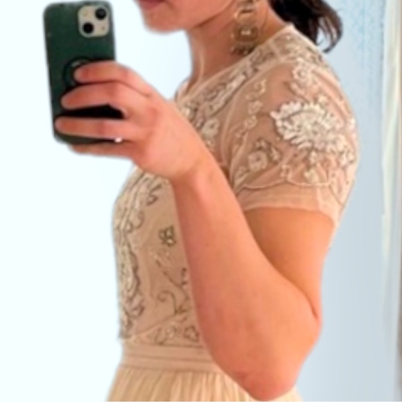 BHLDN Needle & Thread Style Sakara 6 Pink Champagne Beaded Bodice Formal Gown - Picture 11 of 11